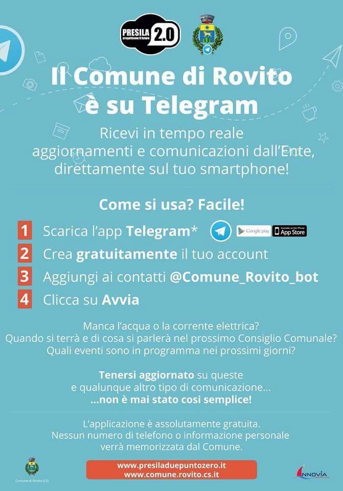 Telegram Bot Rovito @Comune_Rovito_bot